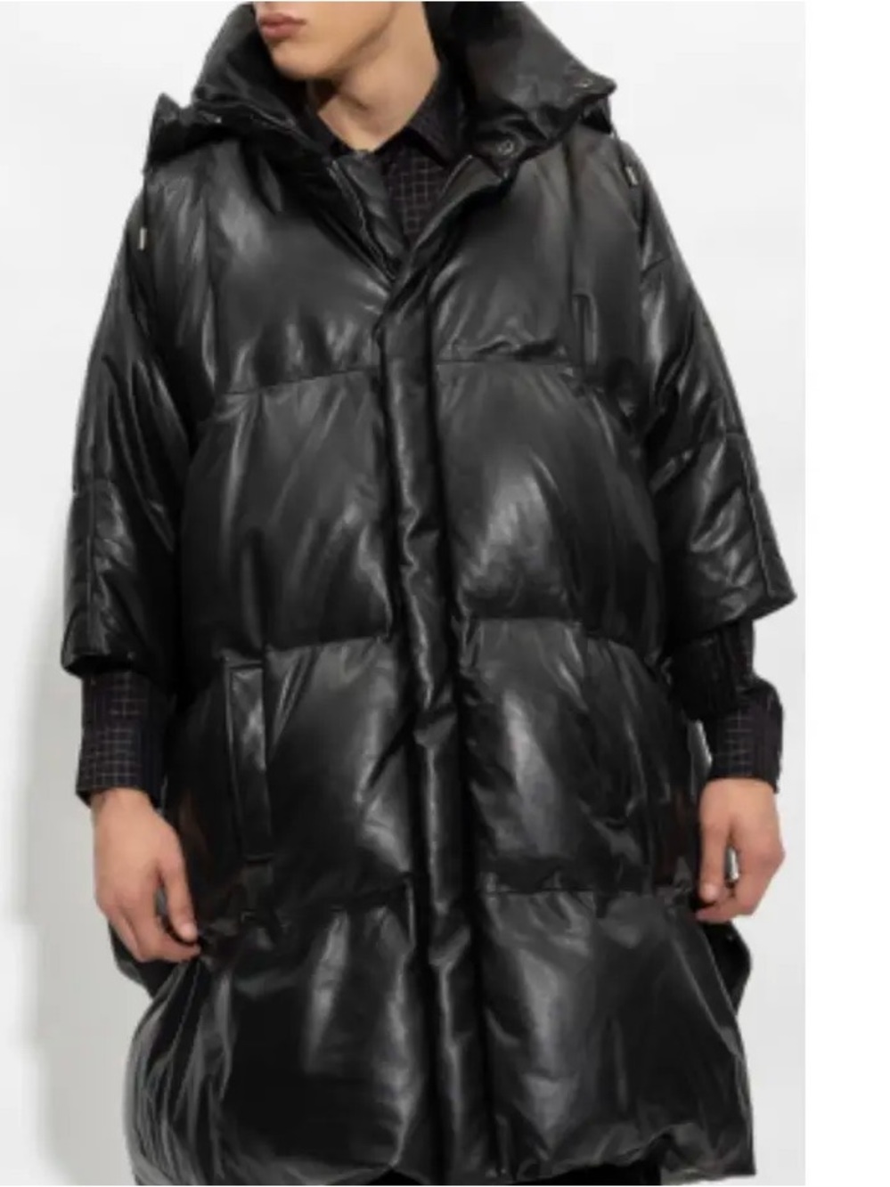 NWT Saint Laurent Black Leather Puffer Cape.  UNISEX